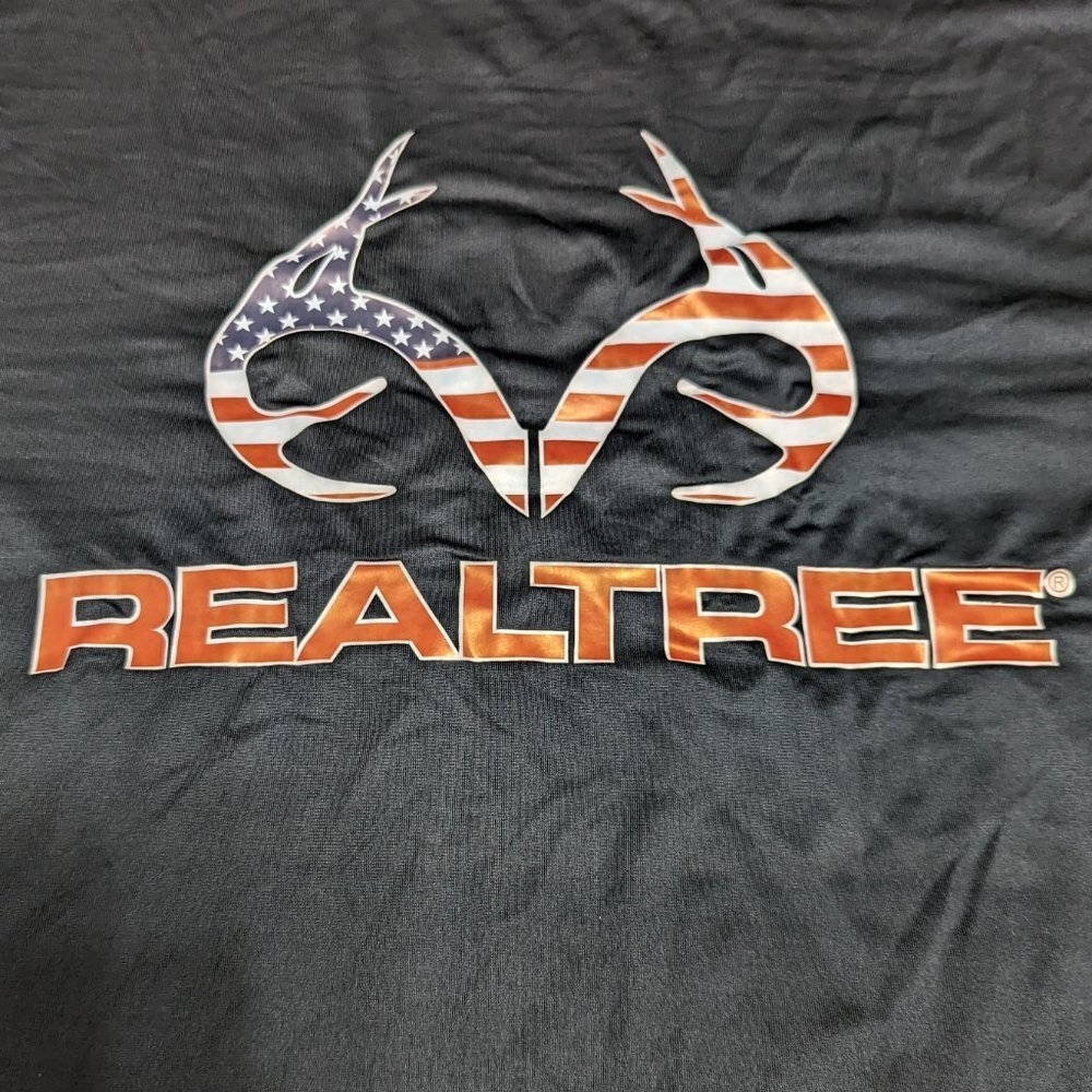 Realtree Men's Short Sleeve Polyester Elastane Base Layer XL Hunt Shirt Black - Picture 2 of 5